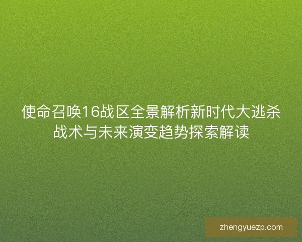 使命召唤16战区全景解析新时代大逃杀战术与未来演变趋势探索解读
