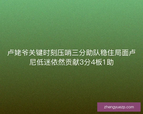 卢姥爷关键时刻压哨三分助队稳住局面卢尼低迷依然贡献3分4板1助