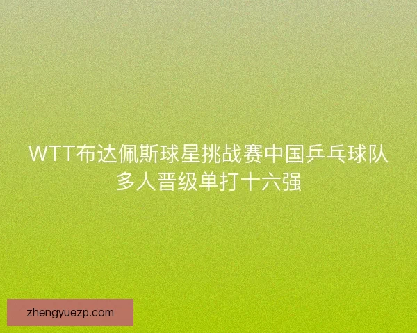 WTT布达佩斯球星挑战赛中国乒乓球队多人晋级单打十六强